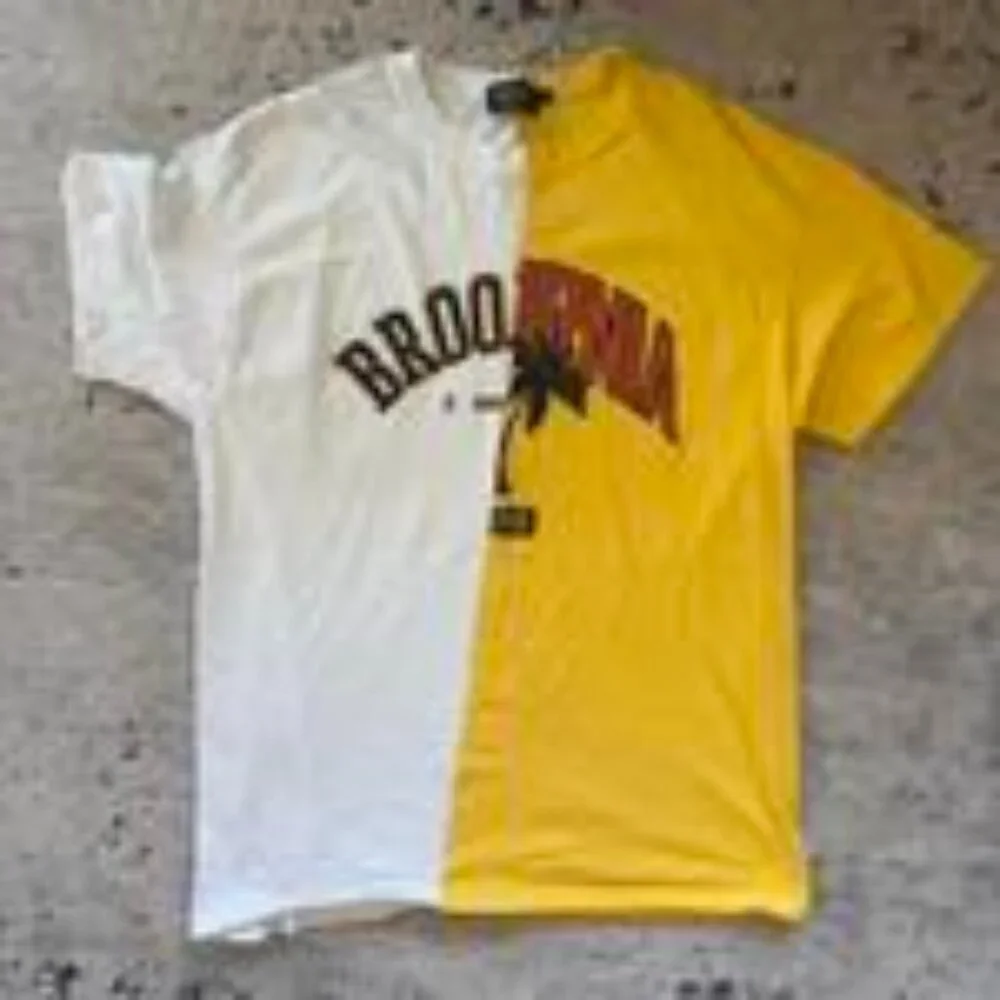 boohooMAN Yellow & White Split Graphic T‑Shirt – Men’s Size S - Picture 1 of 3